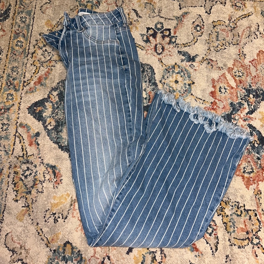 Cello Striped Flare Jeans